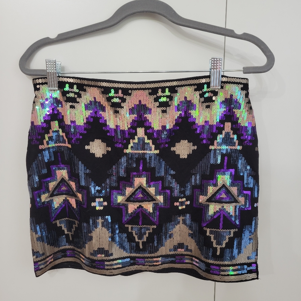 NWT Express Black Sequin Bodycon skirt size XS